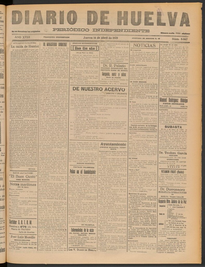 Miniatura de Diario de Huelva : periódico independiente del 16 de abril de 1925