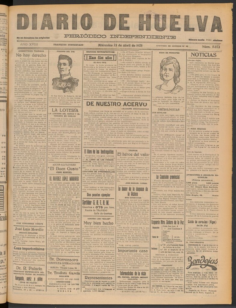 Miniatura de Diario de Huelva : periódico independiente del 22 de abril de 1925