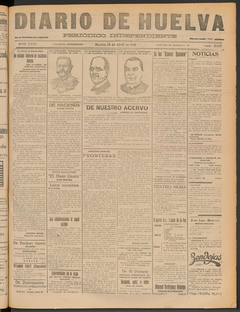 Miniatura de Diario de Huelva : periódico independiente del 28 de abril de 1925