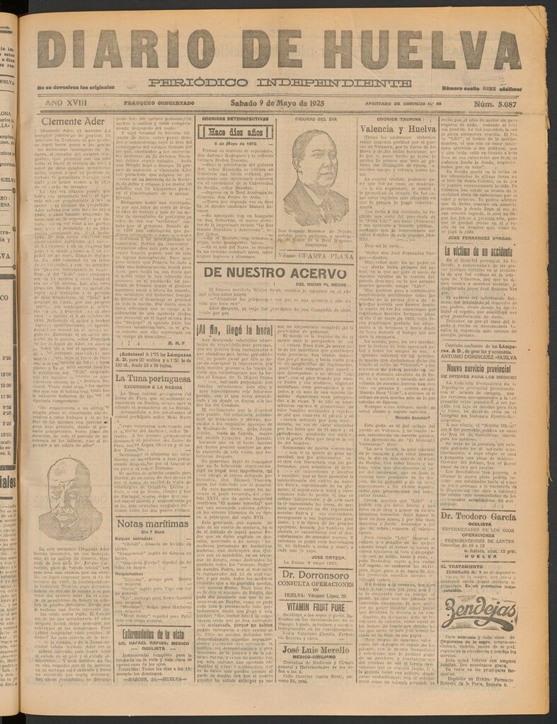 Miniatura de Diario de Huelva : periódico independiente del 9 de mayo de 1925