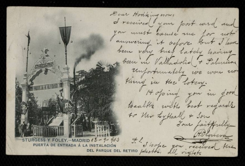 Miniatura de Sturgess y Foley. Puerta de entrada a la instalación del Parque del Retiro
