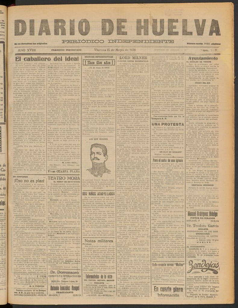 Miniatura de Diario de Huelva : periódico independiente del 15 de mayo de 1925