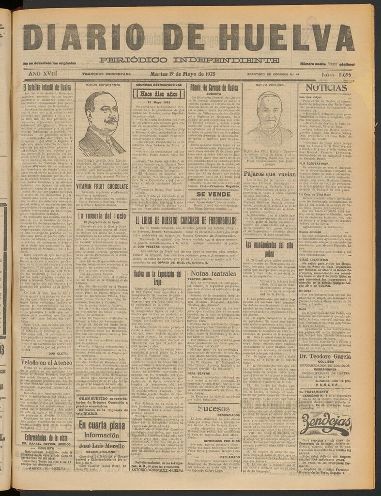 Miniatura de Diario de Huelva : periódico independiente del 19 de mayo de 1925