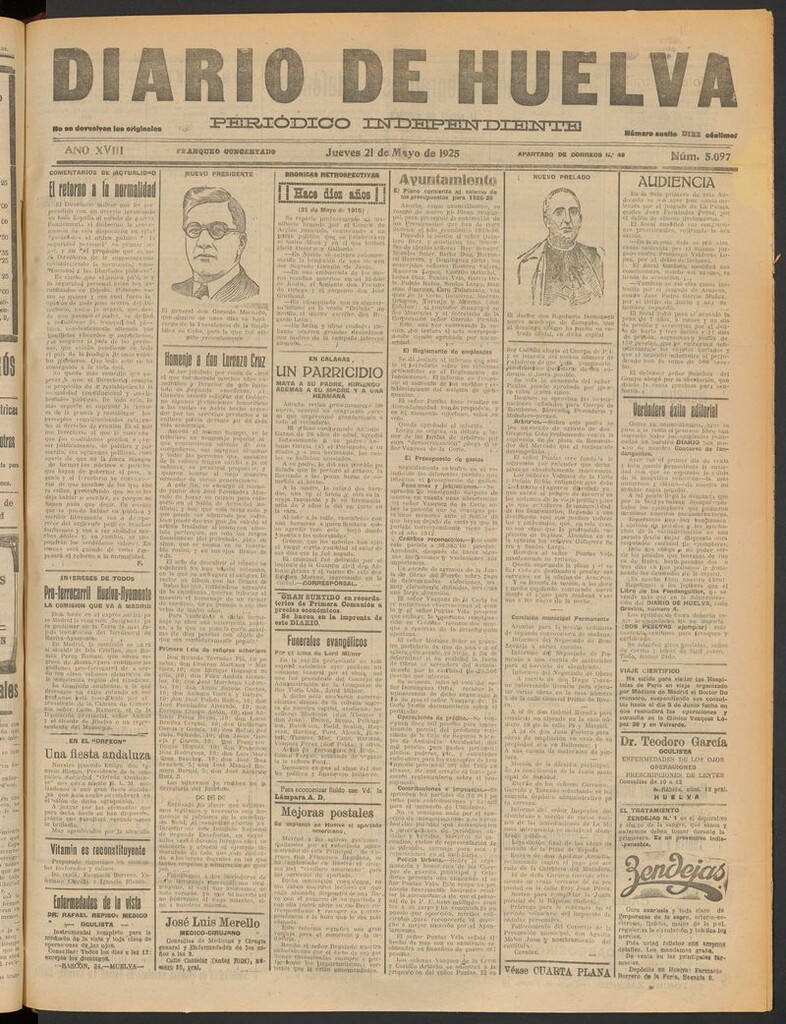 Miniatura de Diario de Huelva : periódico independiente del 21 de mayo de 1925