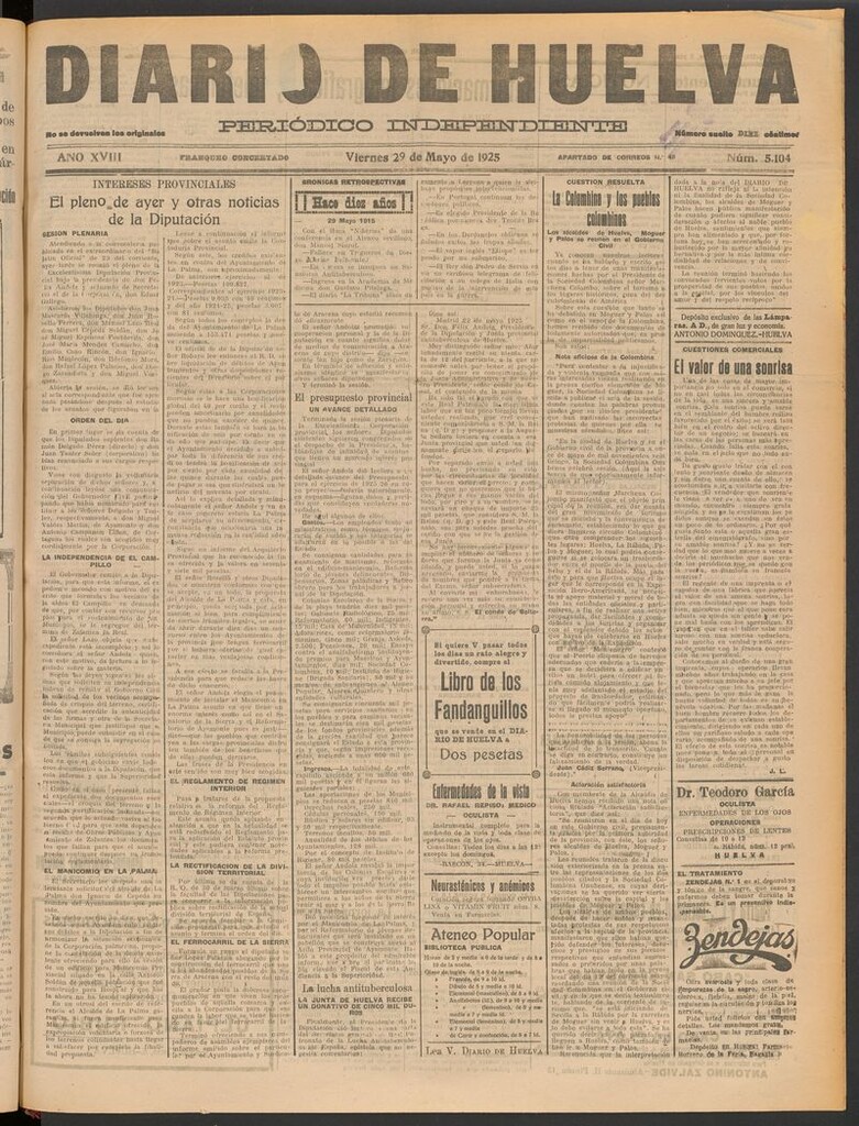 Miniatura de Diario de Huelva : periódico independiente del 29 de mayo de 1925
