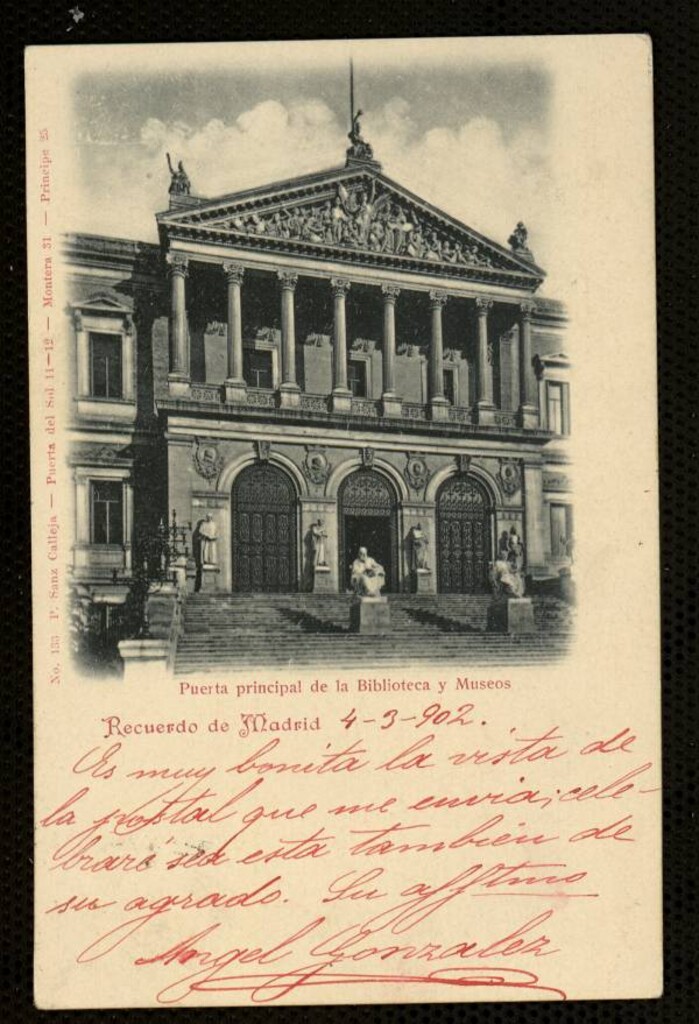 Miniatura de Recuerdo de Madrid. Puerta principal de la Biblioteca y Museos