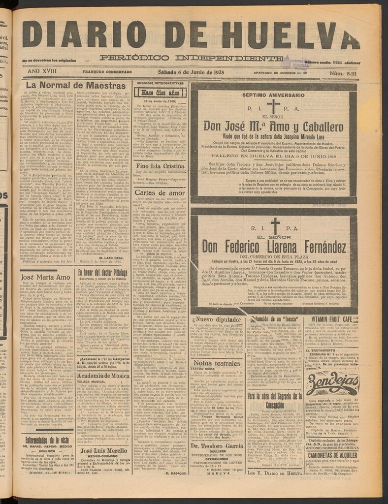 Miniatura de Diario de Huelva : periódico independiente del 6 de junio de 1925