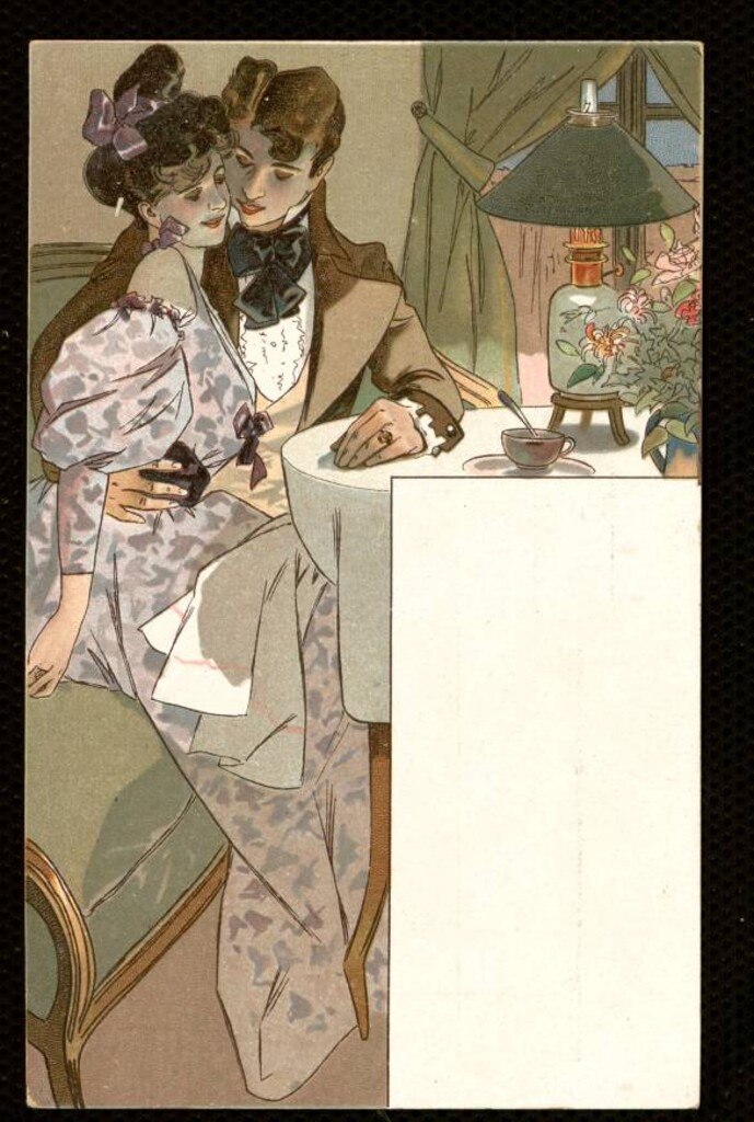 Miniatura de Pareja de enamorados ante una mesa
