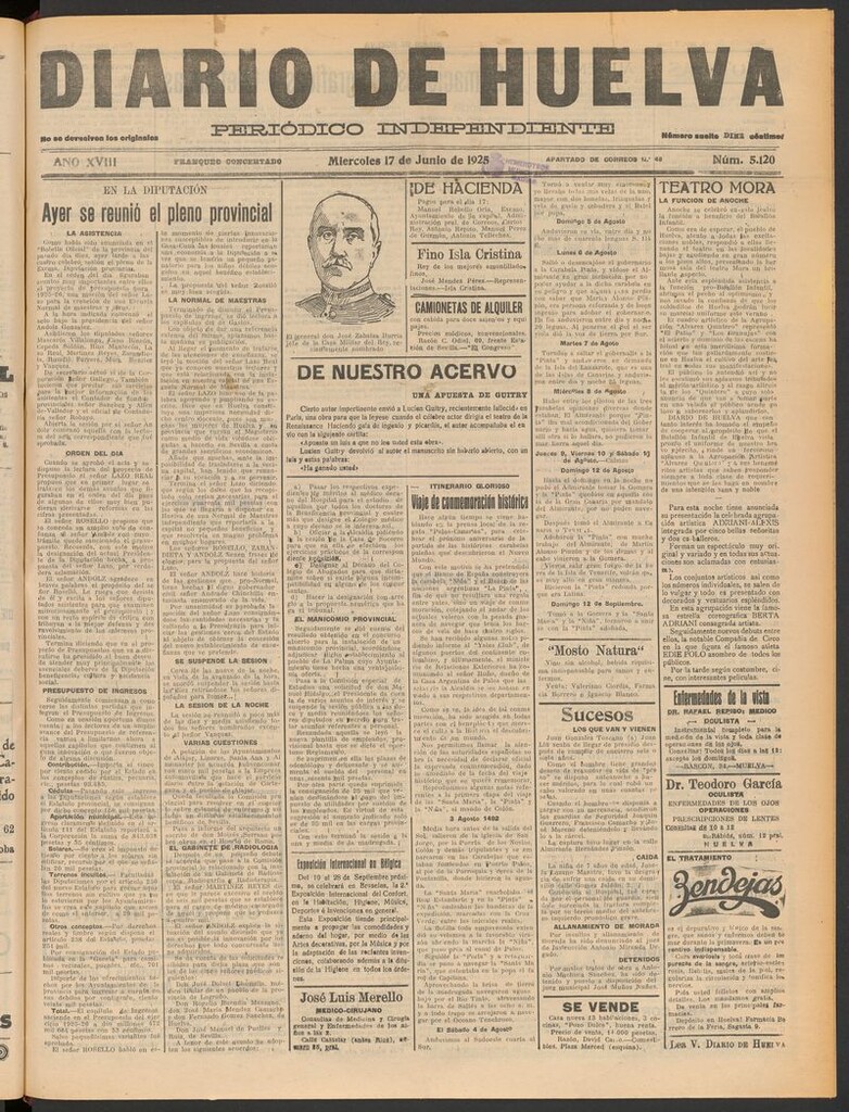 Miniatura de Diario de Huelva : periódico independiente del 17 de junio de 1925