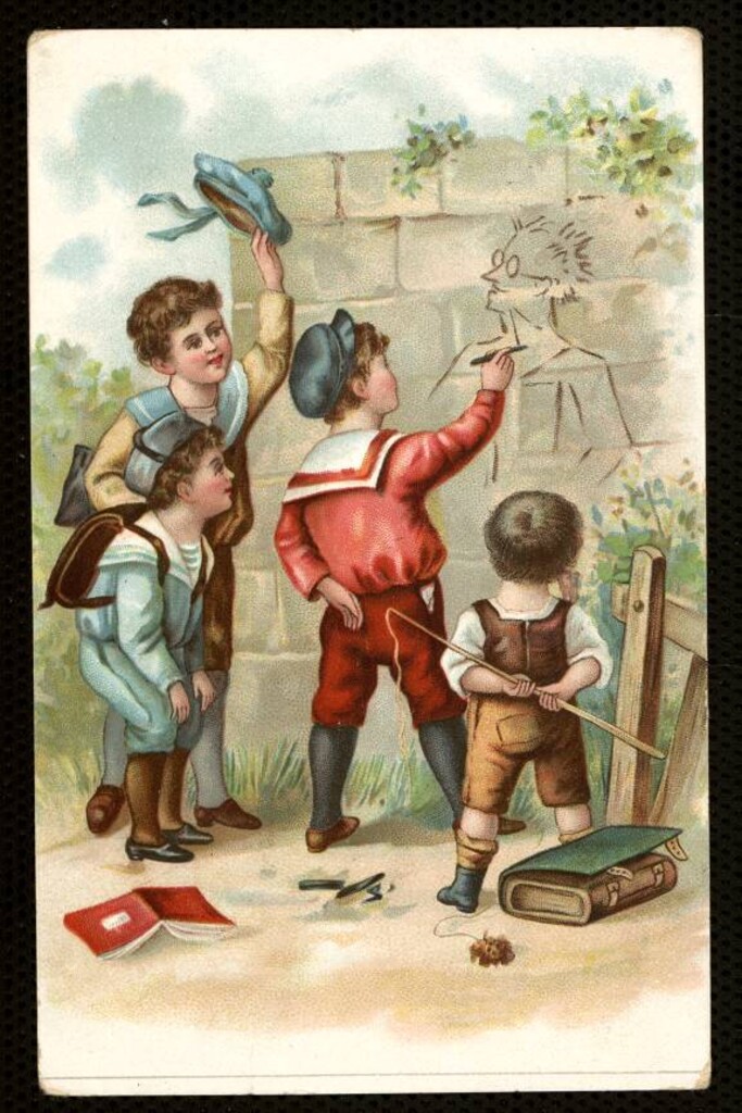 Miniatura de Niños dibujando en una pared