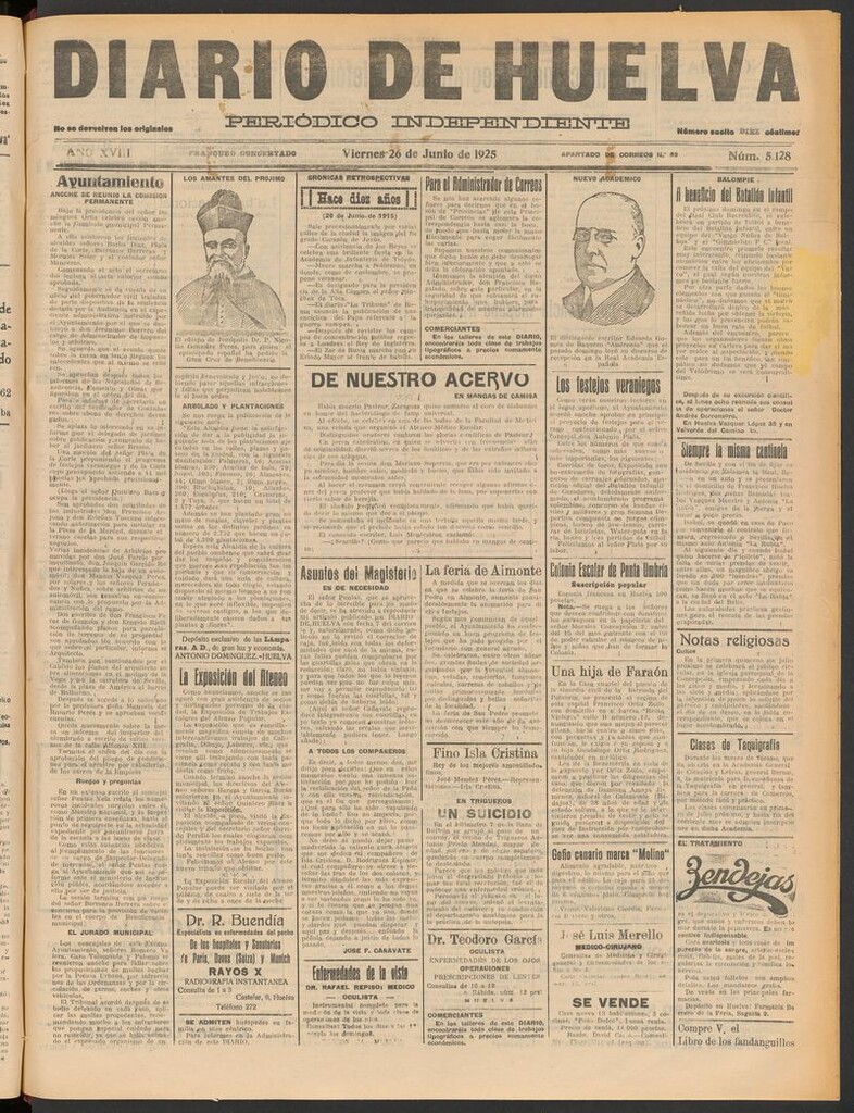 Miniatura de Diario de Huelva : periódico independiente del 26 de junio de 1925