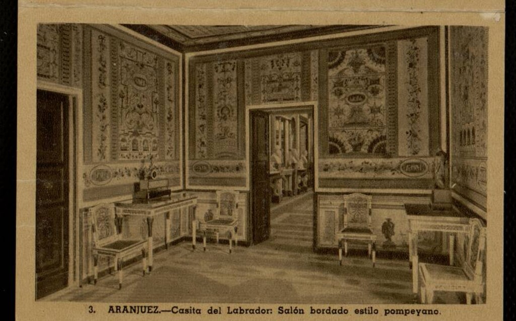 Miniatura de Salón bordado estilo Ponpeyano de la Casita del Labrador en Aranjuez