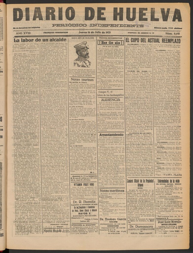 Miniatura de Diario de Huelva : periódico independiente del 16 de julio de 1925
