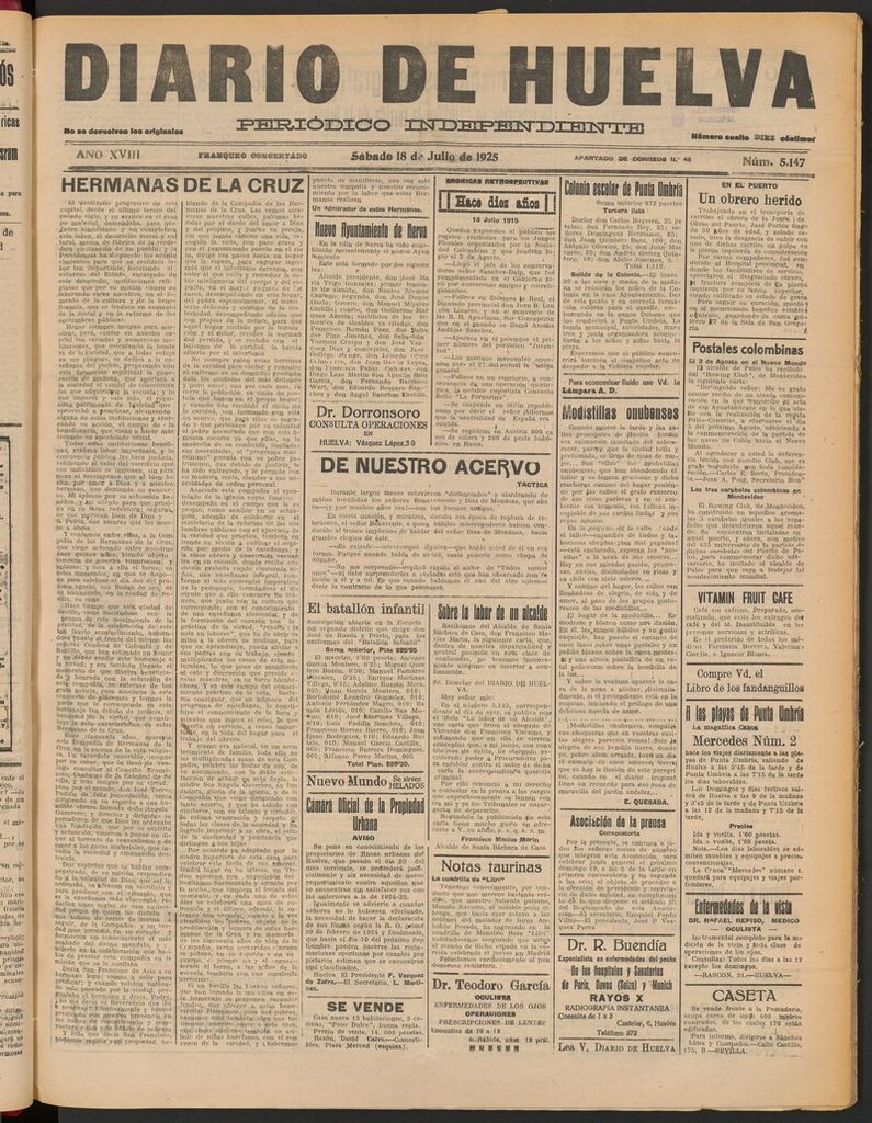 Miniatura de Diario de Huelva : periódico independiente del 18 de julio de 1925