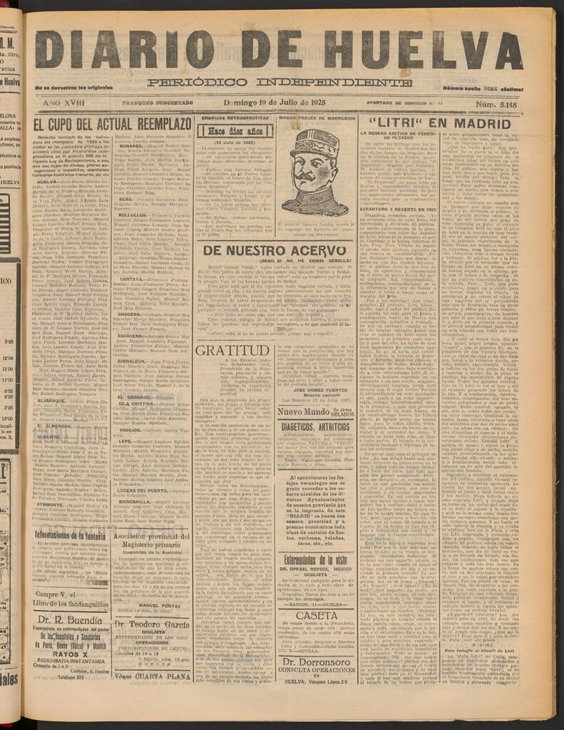 Miniatura de Diario de Huelva : periódico independiente del 19 de julio de 1925