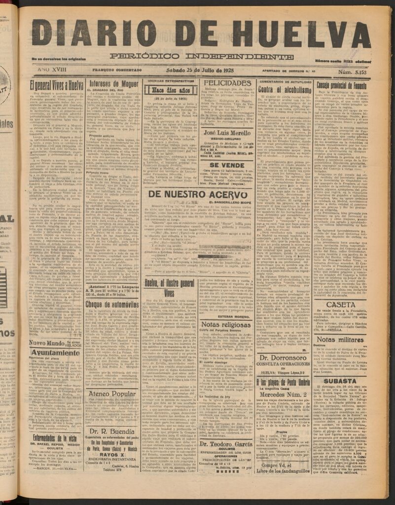 Miniatura de Diario de Huelva : periódico independiente del 25 de julio de 1925