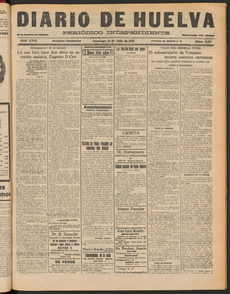 Miniatura de Diario de Huelva : periódico independiente del 26 de julio de 1925