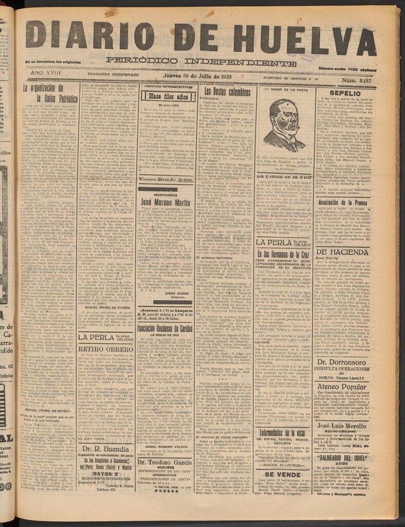 Miniatura de Diario de Huelva : periódico independiente del 30 de julio de 1925