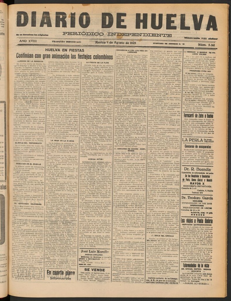 Miniatura de Diario de Huelva : periódico independiente del 4 de agosto de 1925