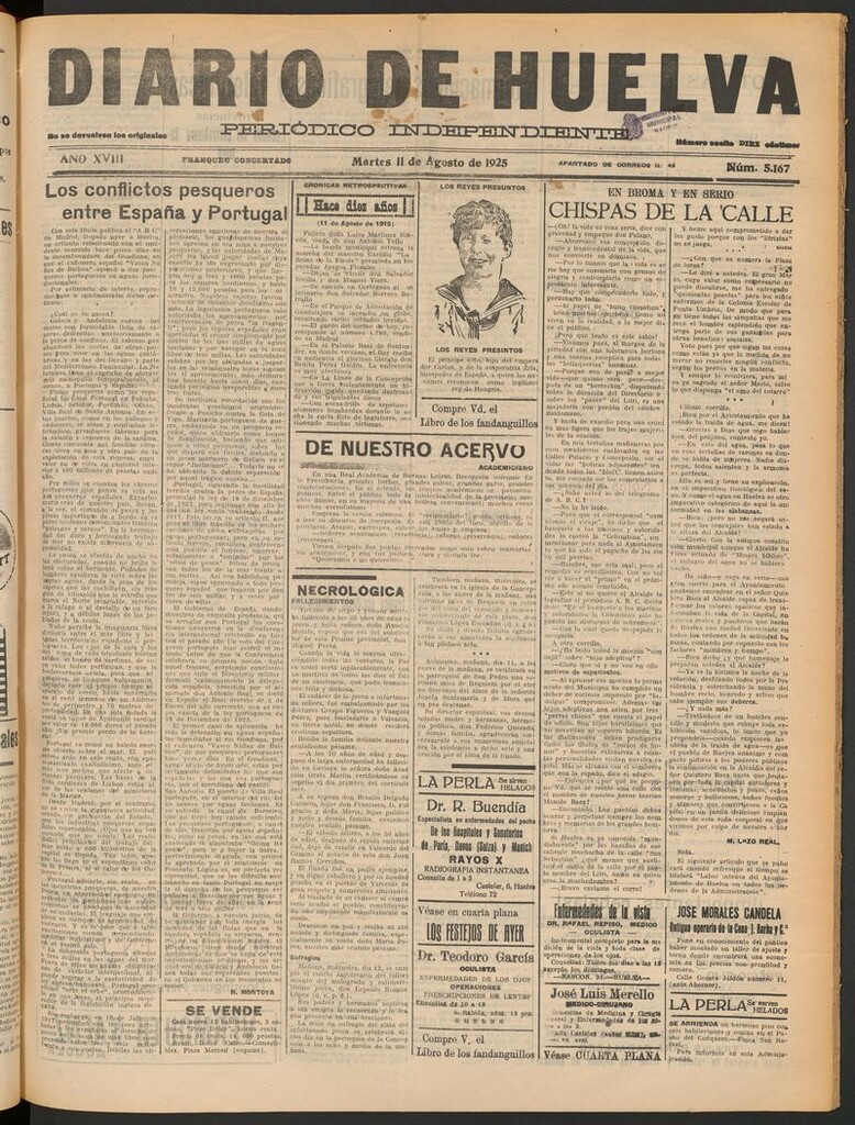 Miniatura de Diario de Huelva : periódico independiente del 11 de agosto de 1925