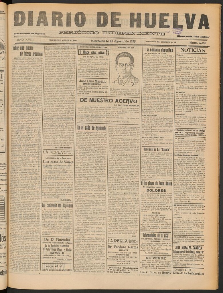 Miniatura de Diario de Huelva : periódico independiente del 12 de agosto de 1925