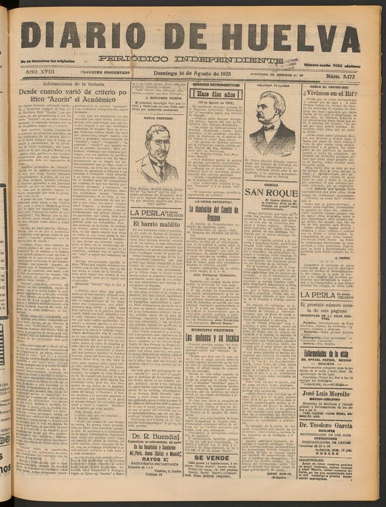 Miniatura de Diario de Huelva : periódico independiente del 16 de agosto de 1925