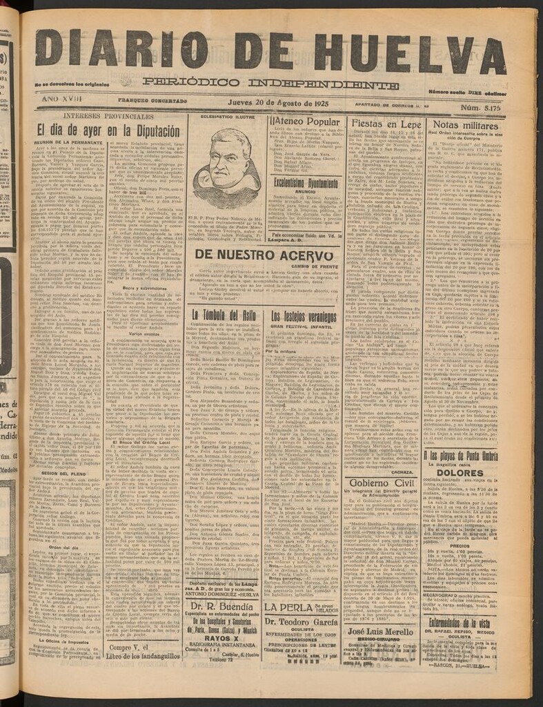Miniatura de Diario de Huelva : periódico independiente del 20 de agosto de 1925