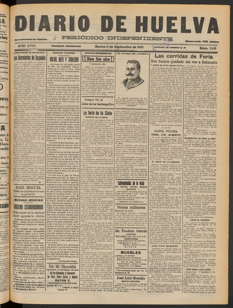 Miniatura de Diario de Huelva : periódico independiente del 8 de septiembre de 1925
