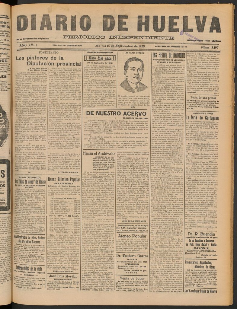 Miniatura de Diario de Huelva : periódico independiente del 15 de septiembre de 1925