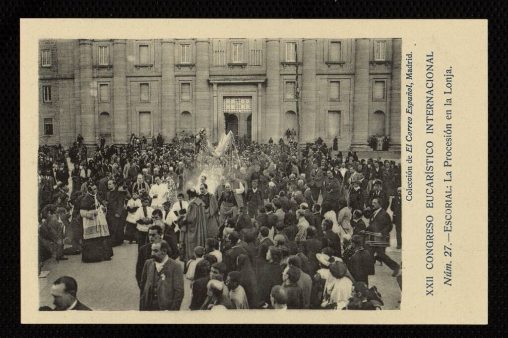 Miniatura de XXII Congreso Eucarístico Internacional. El Escorial: la procesión en la Lonja