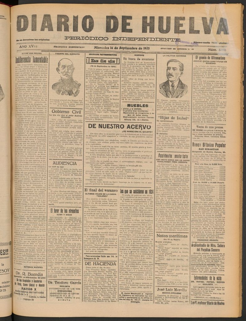 Miniatura de Diario de Huelva : periódico independiente del 16 de septiembre de 1925