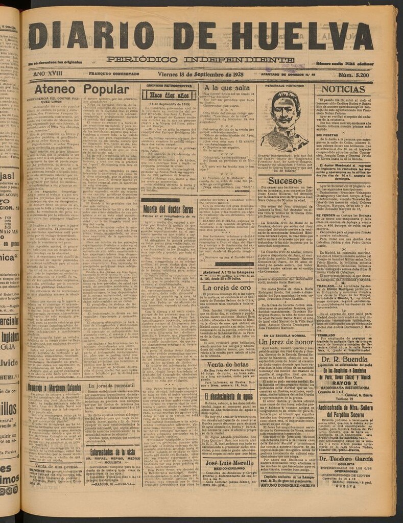 Miniatura de Diario de Huelva : periódico independiente del 18 de septiembre de 1925