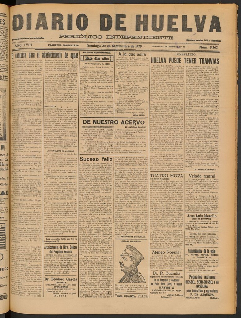 Miniatura de Diario de Huelva : periódico independiente del 20 de septiembre de 1925