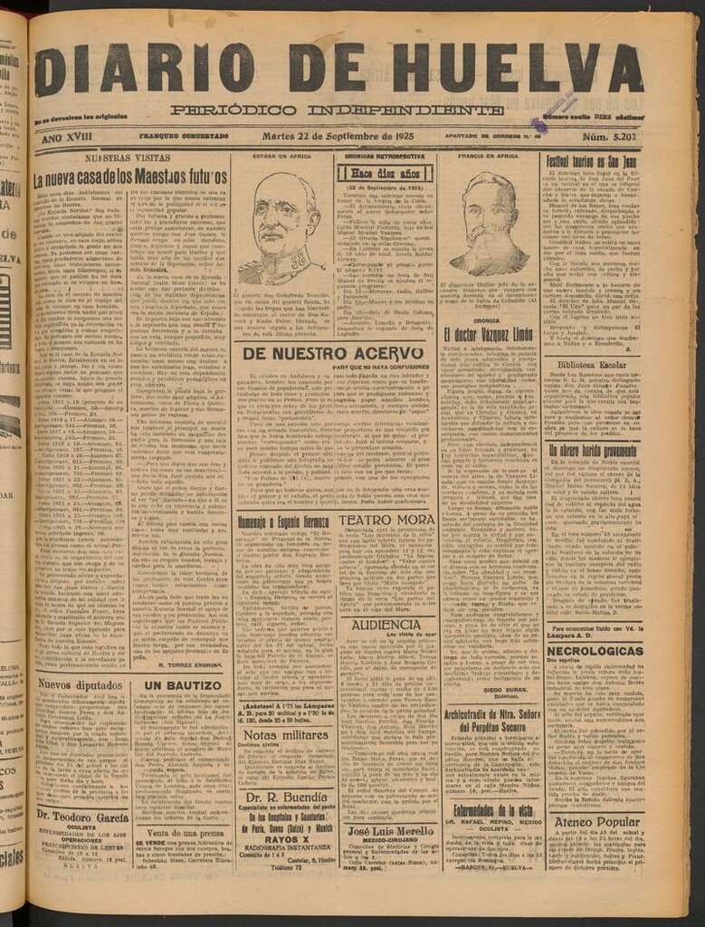 Miniatura de Diario de Huelva : periódico independiente del 22 de septiembre de 1925