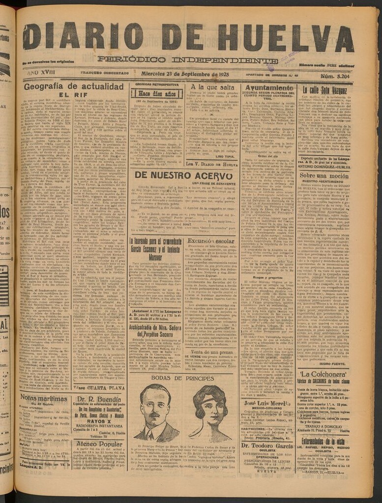 Miniatura de Diario de Huelva : periódico independiente del 23 de septiembre de 1925