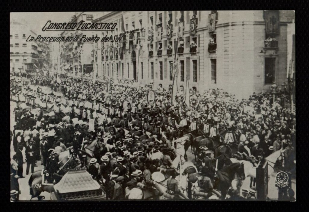 Miniatura de Congreso Eucarístico Internacional. La procesión en la Puerta del Sol