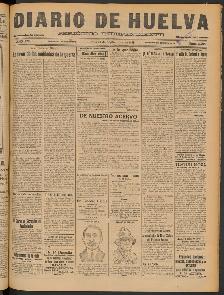 Miniatura de Diario de Huelva : periódico independiente del 24 de septiembre de 1925