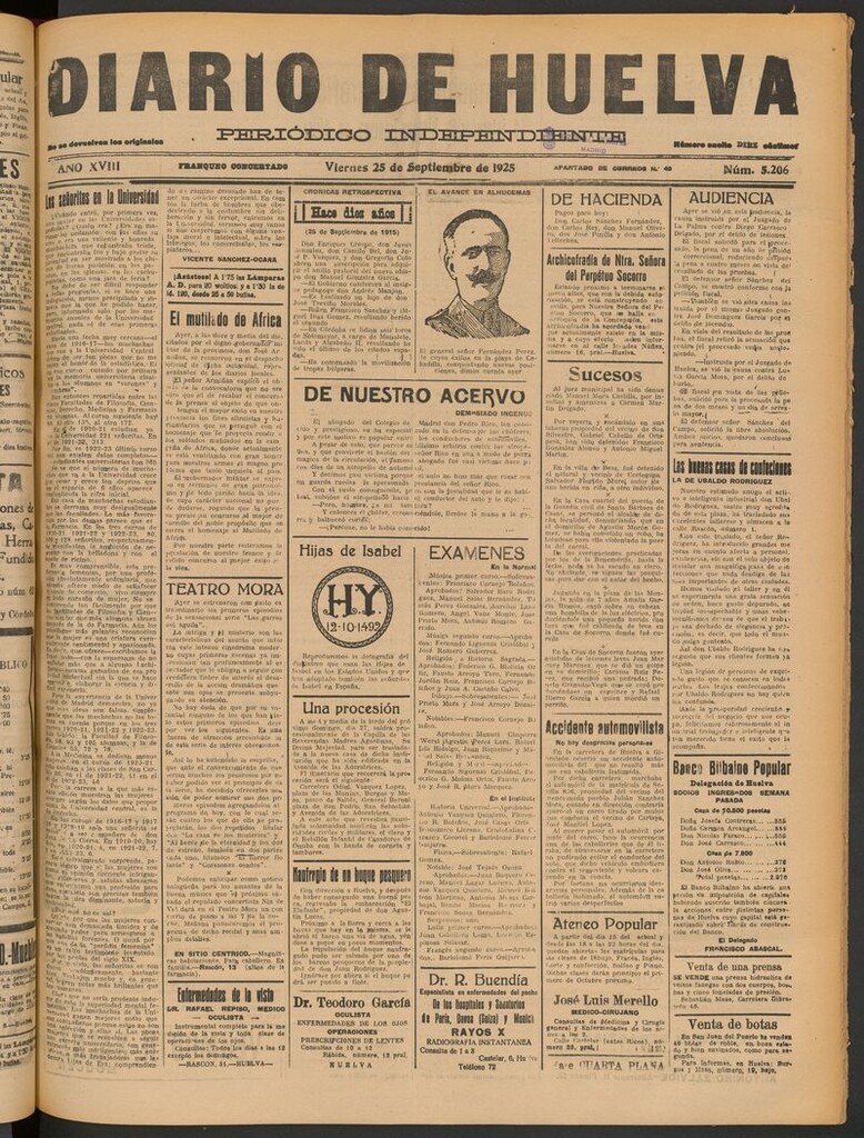 Miniatura de Diario de Huelva : periódico independiente del 25 de septiembre de 1925
