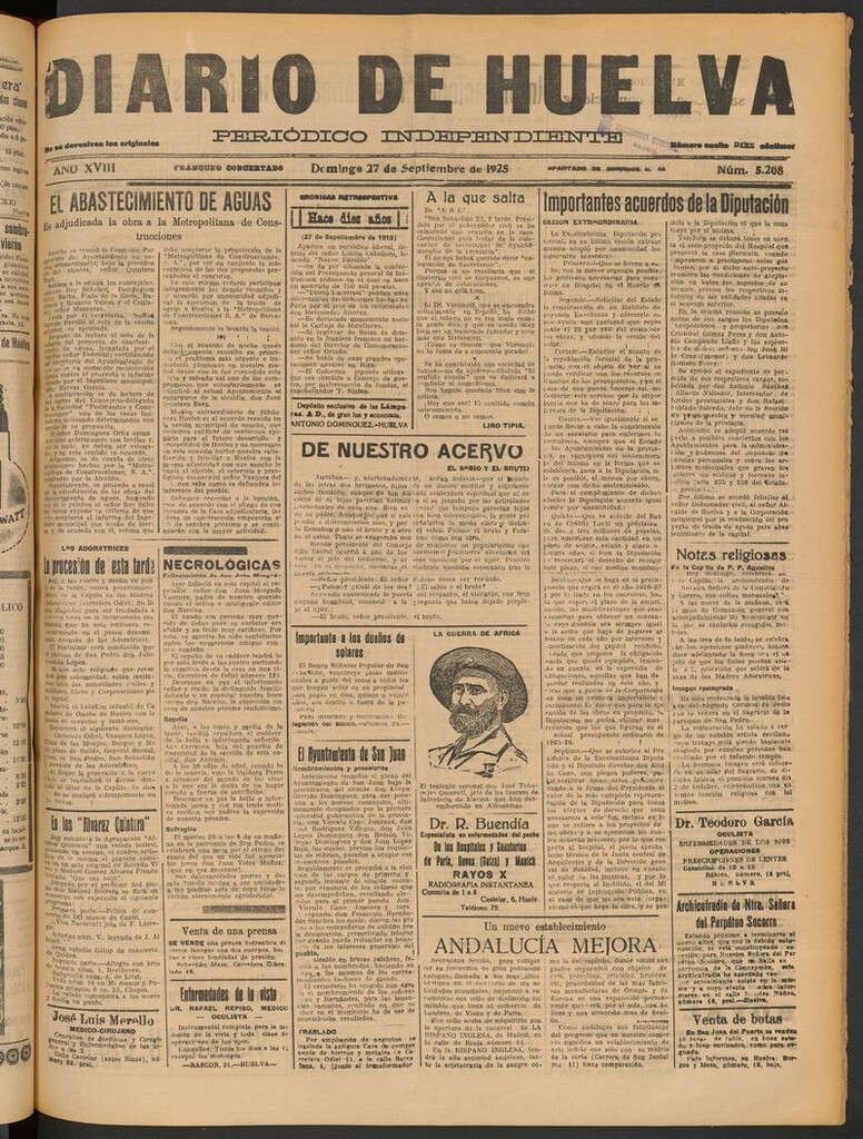 Miniatura de Diario de Huelva : periódico independiente del 27 de septiembre de 1925