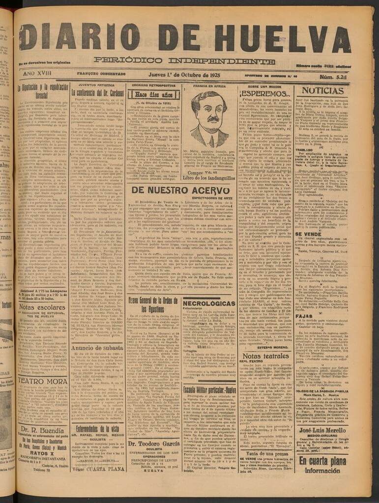 Miniatura de Diario de Huelva : periódico independiente del 1 de octubre de 1925