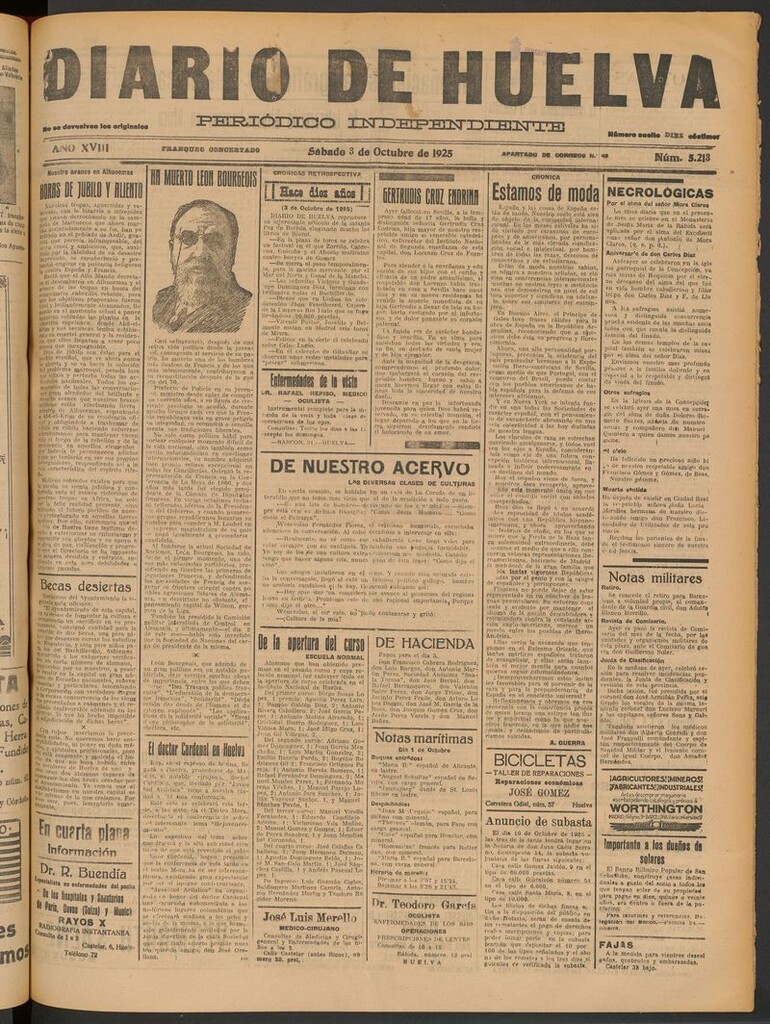 Miniatura de Diario de Huelva : periódico independiente del 3 de octubre de 1925