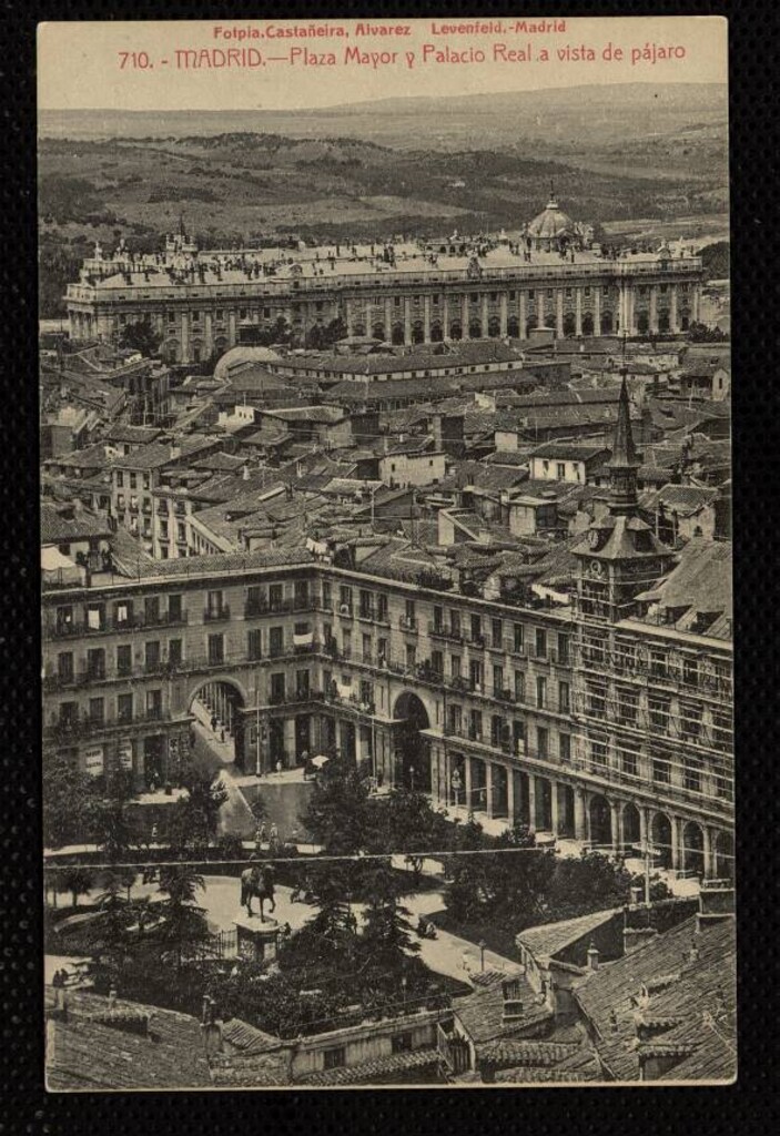 Miniatura de Plaza Mayor y Palacio Real a vista de pájaro