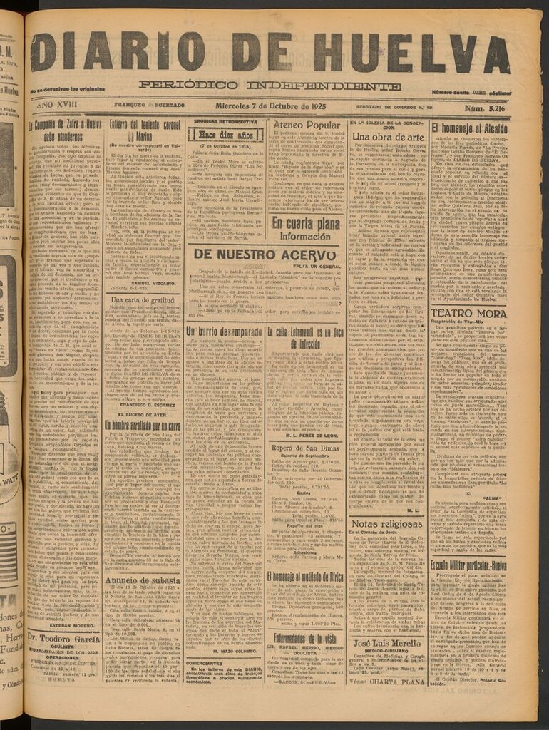 Miniatura de Diario de Huelva : periódico independiente del 7 de octubre de 1925