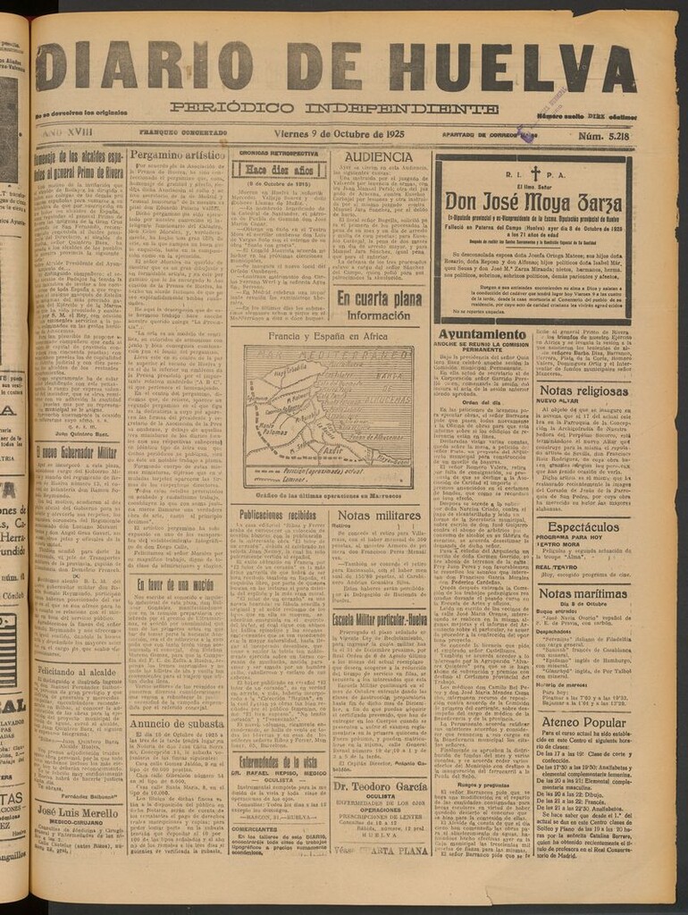 Miniatura de Diario de Huelva : periódico independiente del 9 de octubre de 1925