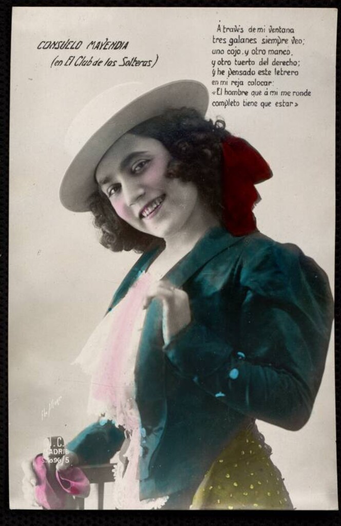 Miniatura de Consuelo Mayendía representando "El club de las solteras"