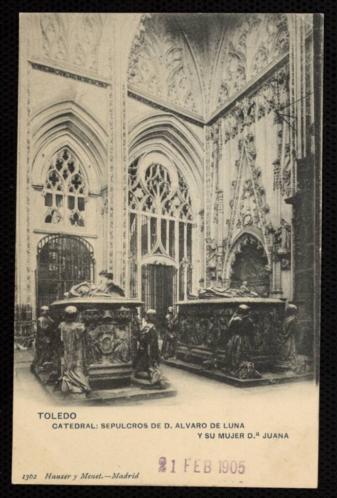 Miniatura de Toledo. Catedral. Sepulcros de D. Alvaro de Luna y su mujer D. ª Juana
