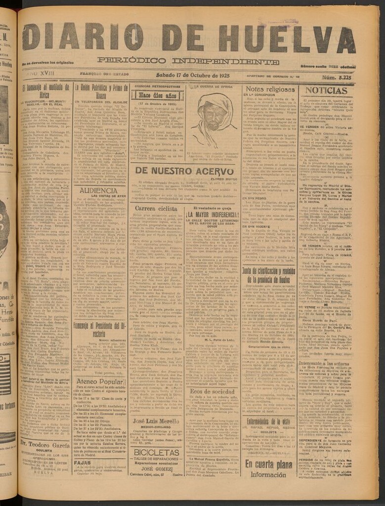 Miniatura de Diario de Huelva : periódico independiente del 17 de octubre de 1925