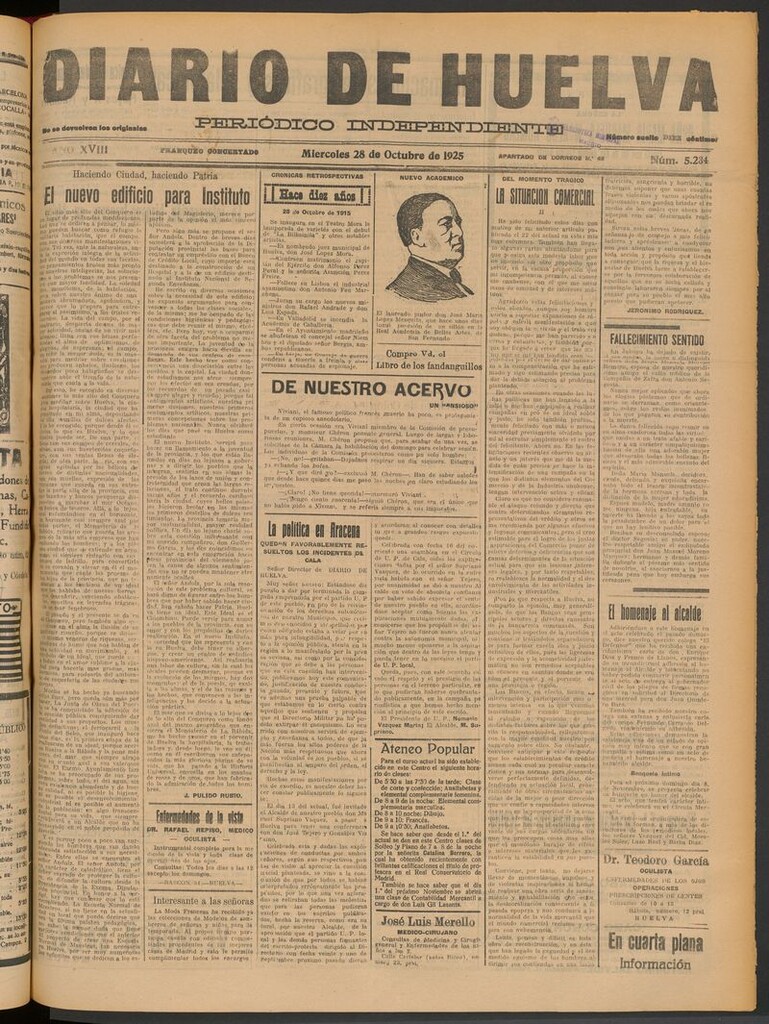 Miniatura de Diario de Huelva : periódico independiente del 28 de octubre de 1925
