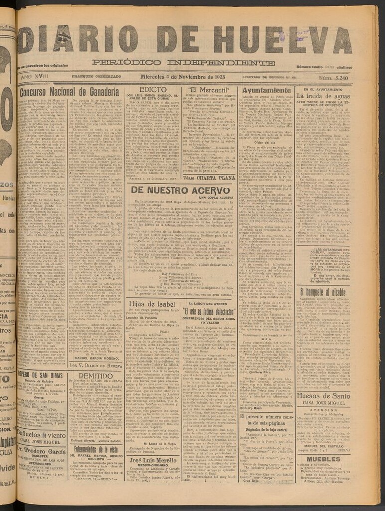 Miniatura de Diario de Huelva : periódico independiente del 4 de noviembre de 1925