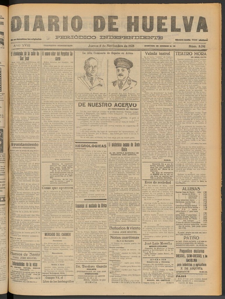 Miniatura de Diario de Huelva : periódico independiente del 5 de noviembre de 1925